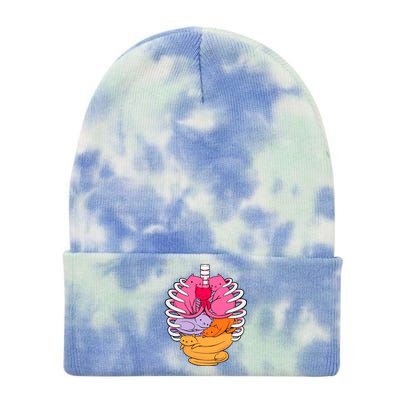 Aanatomicat Cat Chest Skeleton Tie Dye 12in Knit Beanie