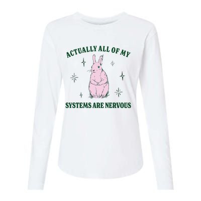 Actually All Of My Systems Are Nervous Funny Mental Health Womens Cotton Relaxed Long Sleeve T-Shirt