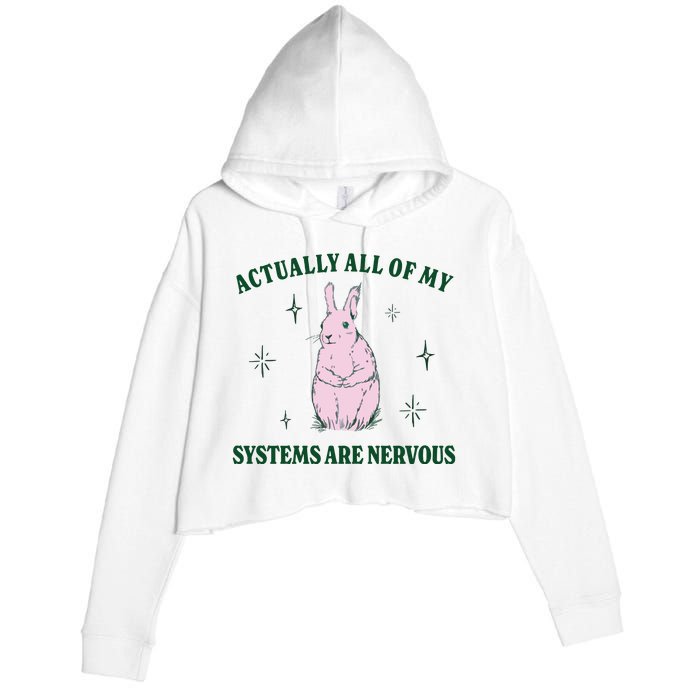 Actually All Of My Systems Are Nervous Funny Mental Health Crop Fleece Hoodie