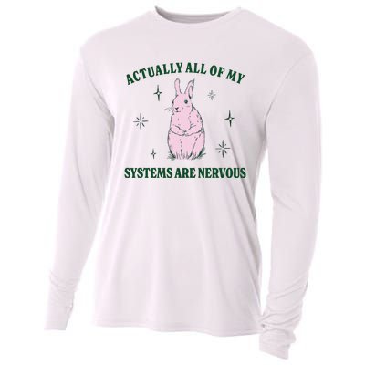 Actually All Of My Systems Are Nervous Funny Mental Health Cooling Performance Long Sleeve Crew