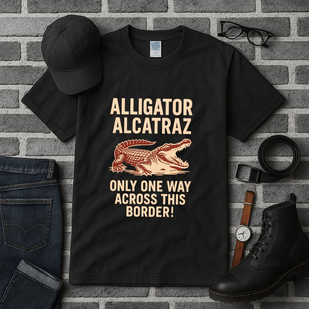 Alligator Alcatraz One Way Across This Border Tall T-Shirt