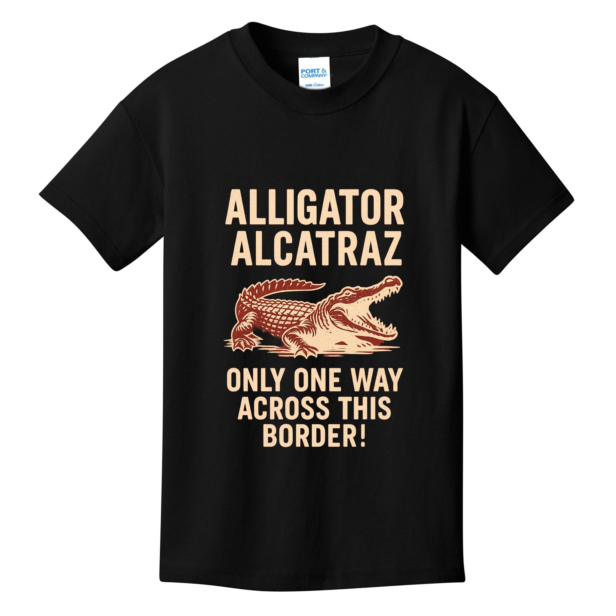 Alligator Alcatraz One Way Across This Border Kids T-Shirt