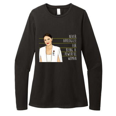 AOC Alexandria Ocasio Cortez Powerful Woman Quote Womens CVC Long Sleeve Shirt