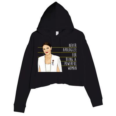 AOC Alexandria Ocasio Cortez Powerful Woman Quote Crop Fleece Hoodie