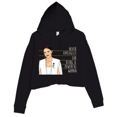 AOC Alexandria Ocasio Cortez Powerful Woman Quote Crop Fleece Hoodie