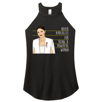 AOC Alexandria Ocasio Cortez Powerful Woman Quote Women's Perfect Tri Rocker Tank