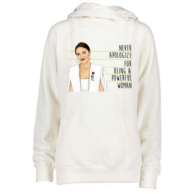 AOC Alexandria Ocasio Cortez Powerful Woman Quote Womens Funnel Neck Pullover Hood