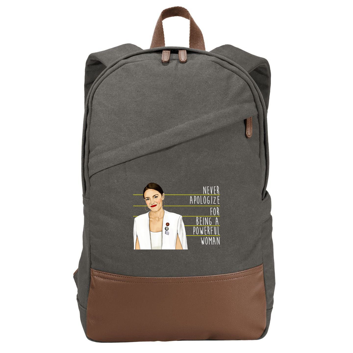 AOC Alexandria Ocasio Cortez Powerful Woman Quote Cotton Canvas Backpack