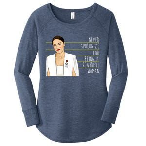 AOC Alexandria Ocasio Cortez Powerful Woman Quote Women's Perfect Tri Tunic Long Sleeve Shirt