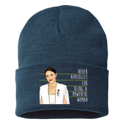 AOC Alexandria Ocasio Cortez Powerful Woman Quote Sustainable Knit Beanie