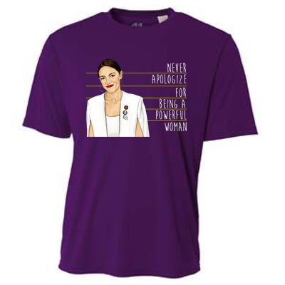 AOC Alexandria Ocasio Cortez Powerful Woman Quote Cooling Performance Crew T-Shirt