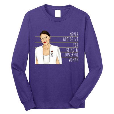 AOC Alexandria Ocasio Cortez Powerful Woman Quote Long Sleeve Shirt