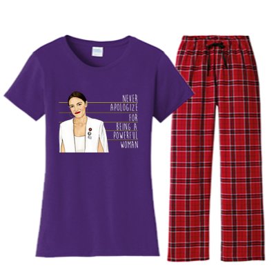 AOC Alexandria Ocasio Cortez Powerful Woman Quote Women's Flannel Pajama Set