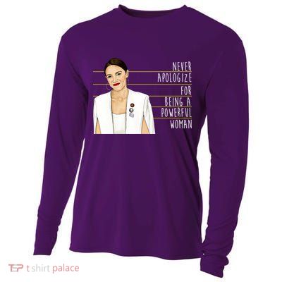 AOC Alexandria Ocasio Cortez Powerful Woman Quote Cooling Performance Long Sleeve Crew