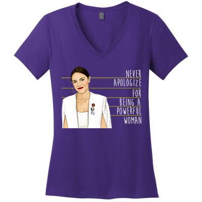 AOC Alexandria Ocasio Cortez Powerful Woman Quote Women's V-Neck T-Shirt