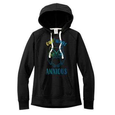 Always Anxious Owl Funny Women's Fleece Hoodie