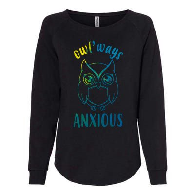 Always Anxious Owl Funny Womens California Wash Sweatshirt