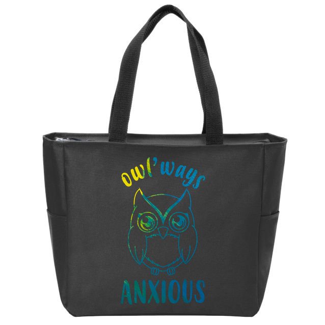 Always Anxious Owl Funny Zip Tote Bag