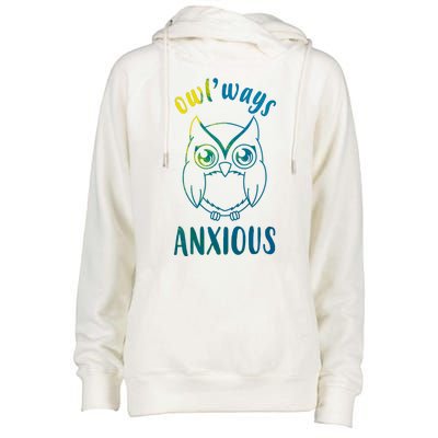 Always Anxious Owl Funny Womens Funnel Neck Pullover Hood