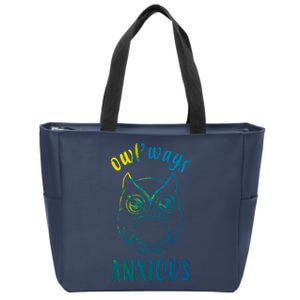 Always Anxious Owl Funny Zip Tote Bag