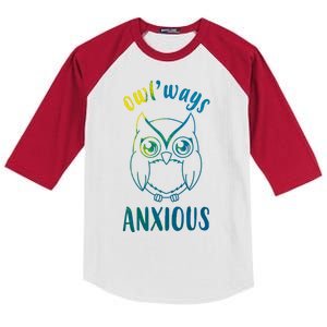 Always Anxious Owl Funny Kids Colorblock Raglan Jersey