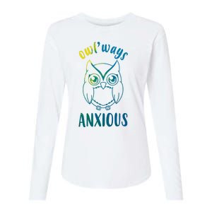 Always Anxious Owl Funny Womens Cotton Relaxed Long Sleeve T-Shirt