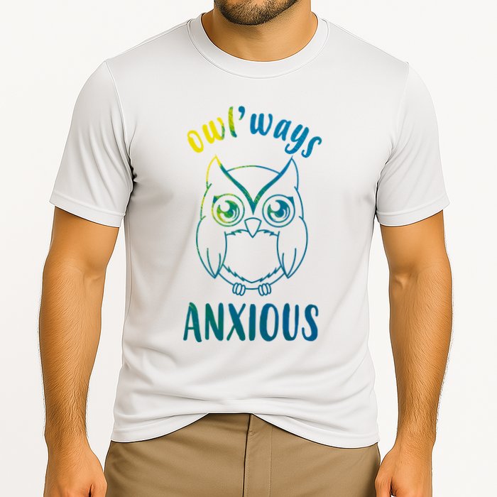 Always Anxious Owl Funny Cooling Performance Crew T-Shirt