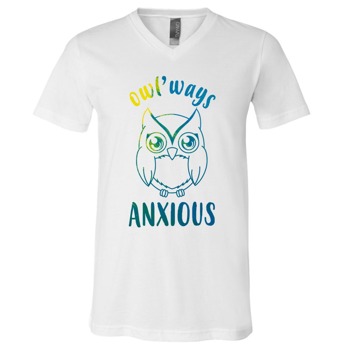 Always Anxious Owl Funny V-Neck T-Shirt
