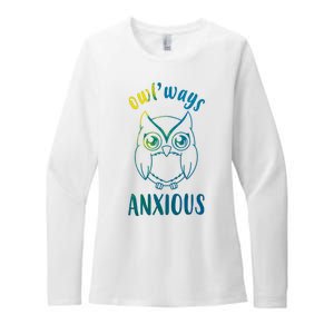 Always Anxious Owl Funny Womens CVC Long Sleeve Shirt