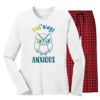 Always Anxious Owl Funny Women's Long Sleeve Flannel Pajama Set 