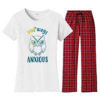 Always Anxious Owl Funny Women's Flannel Pajama Set