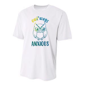 Always Anxious Owl Funny Youth Performance Sprint T-Shirt