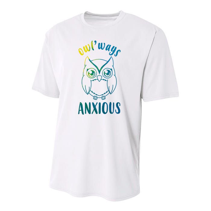 Always Anxious Owl Funny Youth Performance Sprint T-Shirt