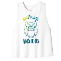 Always Anxious Owl Funny Women's Racerback Cropped Tank