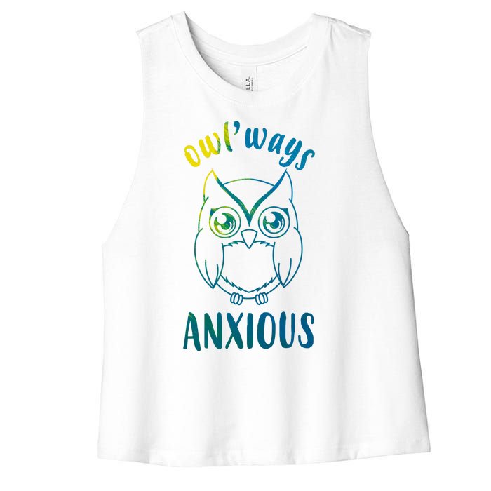 Always Anxious Owl Funny Women's Racerback Cropped Tank