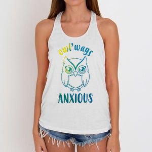 Always Anxious Owl Funny Women's Knotted Racerback Tank