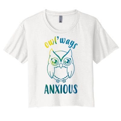 Always Anxious Owl Funny Women's Crop Top Tee