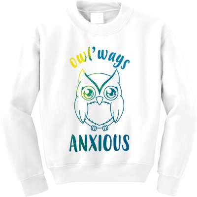 Always Anxious Owl Funny Kids Sweatshirt