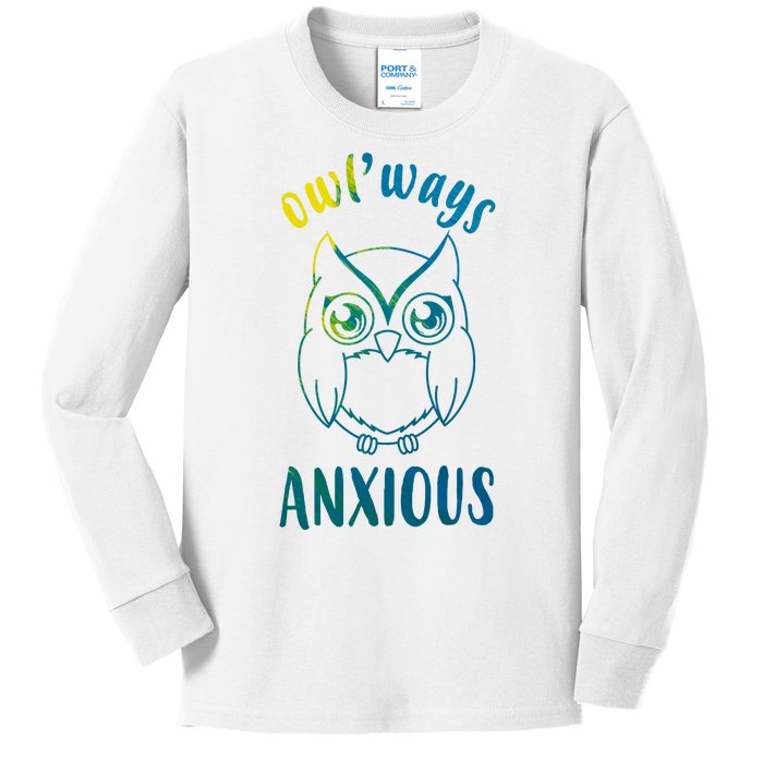 Always Anxious Owl Funny Kids Long Sleeve Shirt