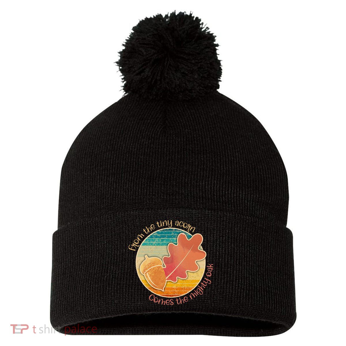 Acorn And Oak Leaf For Nature Lovers Pom Pom 12in Knit Beanie