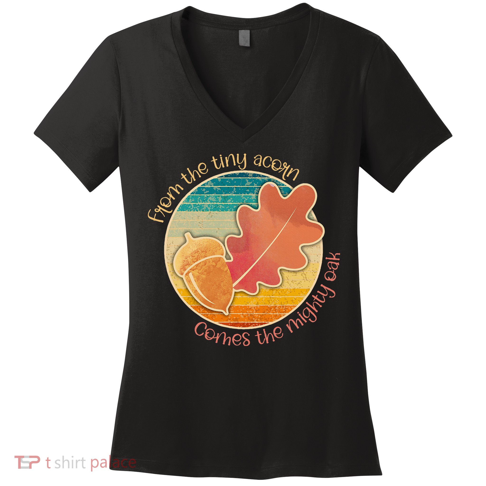 Acorn And Oak Leaf For Nature Lovers Women's V-Neck T-Shirt