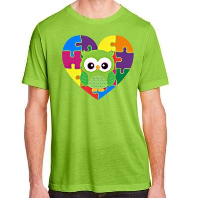 Autism Awareness Owl Heart ValentineS Day Puzzle Piece Gift Adult ChromaSoft Performance T-Shirt