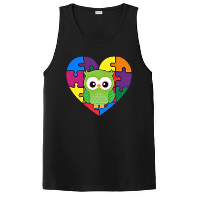 Autism Awareness Owl Heart ValentineS Day Puzzle Piece Gift PosiCharge Competitor Tank