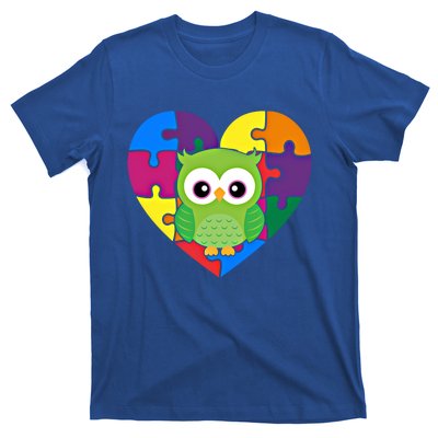 Autism Awareness Owl Heart ValentineS Day Puzzle Piece Gift T-Shirt