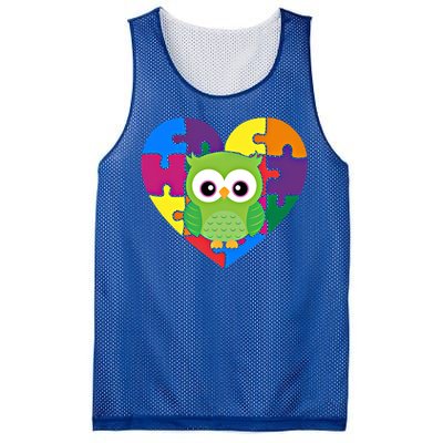 Autism Awareness Owl Heart ValentineS Day Puzzle Piece Gift Mesh Reversible Basketball Jersey Tank