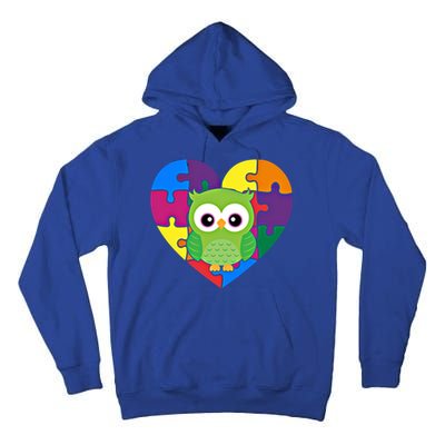 Autism Awareness Owl Heart ValentineS Day Puzzle Piece Gift Tall Hoodie