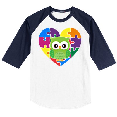 Autism Awareness Owl Heart ValentineS Day Puzzle Piece Gift Baseball Sleeve Shirt