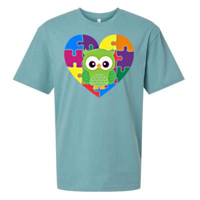 Autism Awareness Owl Heart ValentineS Day Puzzle Piece Gift Sueded Cloud Jersey T-Shirt