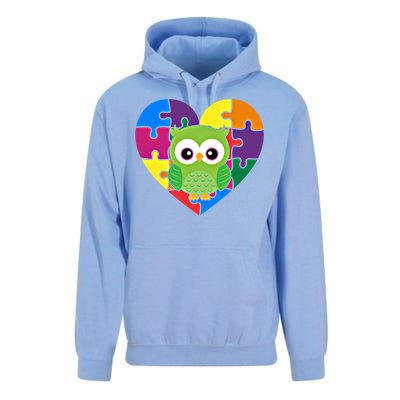 Autism Awareness Owl Heart ValentineS Day Puzzle Piece Gift Unisex Surf Hoodie