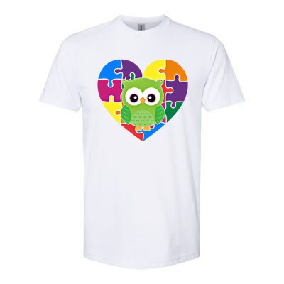 Autism Awareness Owl Heart ValentineS Day Puzzle Piece Gift Softstyle CVC T-Shirt